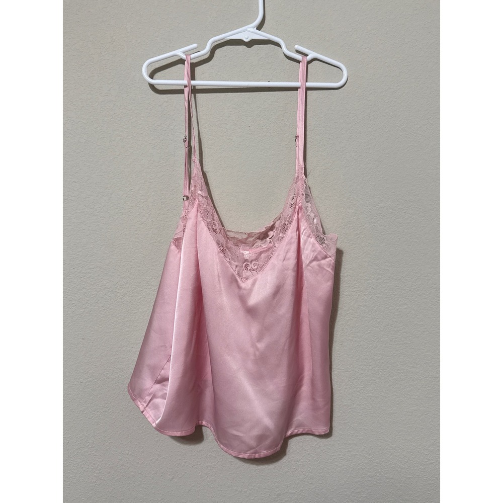 Y2K‎ Light Pink Satin Lace Lined Cropped Cami Tank Medium Coquette Romantic